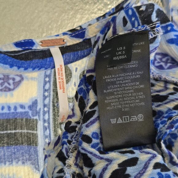 Free People Rosalie Wrap Blouse In Indigo Bell Sleeve V-Neck Blouse Size S - Picture 12 of 13